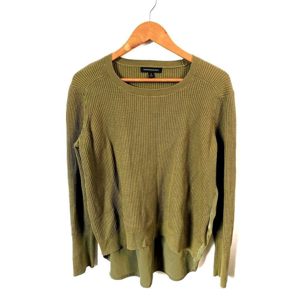 BANANA REPUBLIC Olive Waffle Knit Sweater